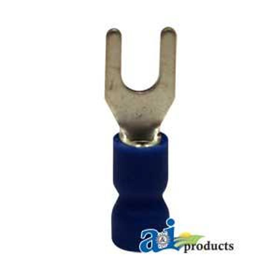 Spade Terminal, Insulated, Wire Size 16-14, Stud Size #6, 10 Pk