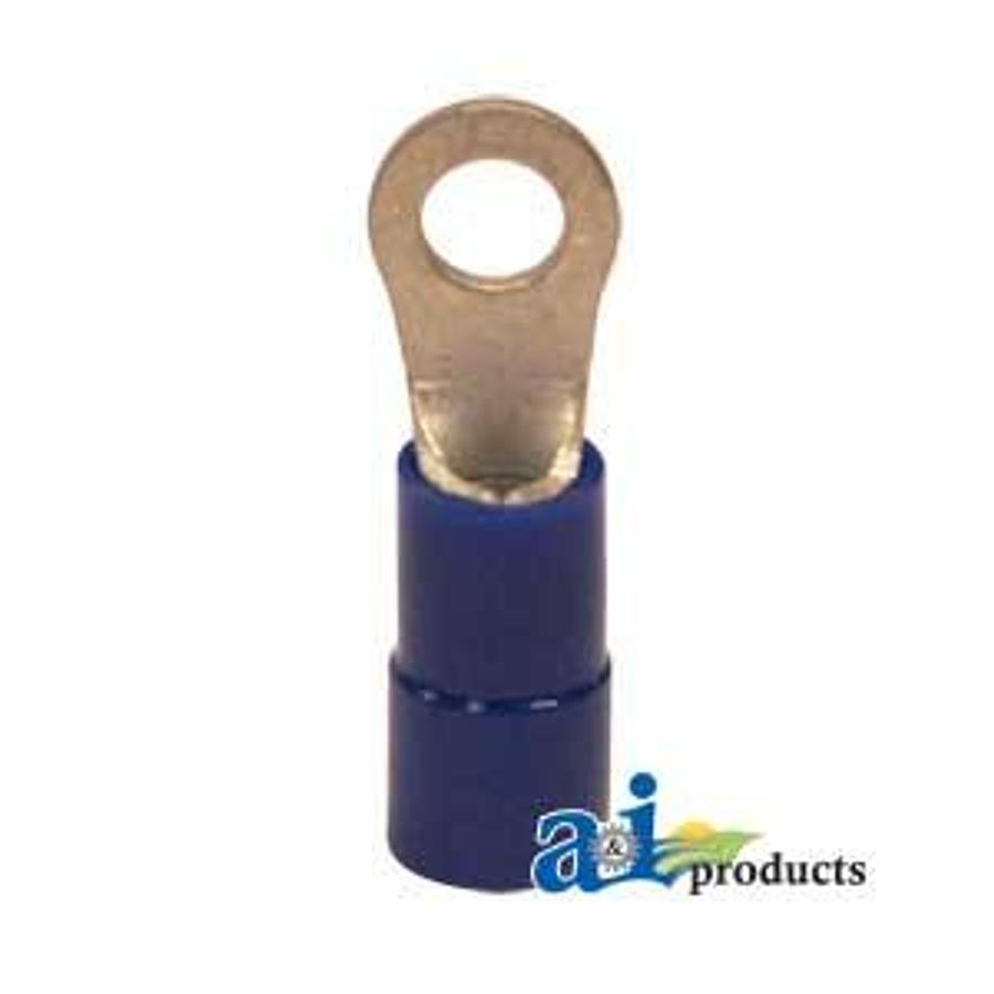 Ring Terminal, Insulated, Wire Size 16-14, Stud Size #6, 10 Pk