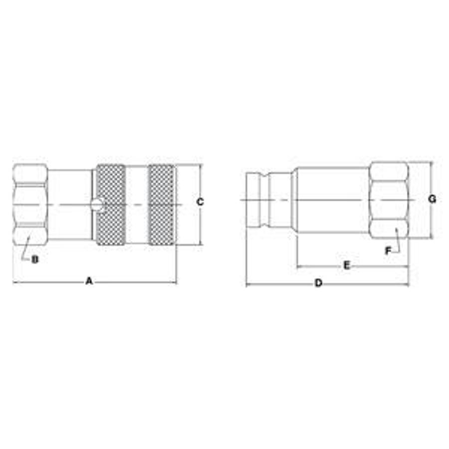 Flat Face Hydraulic Coupler Socket & Plug Set (3/8" NPT)
