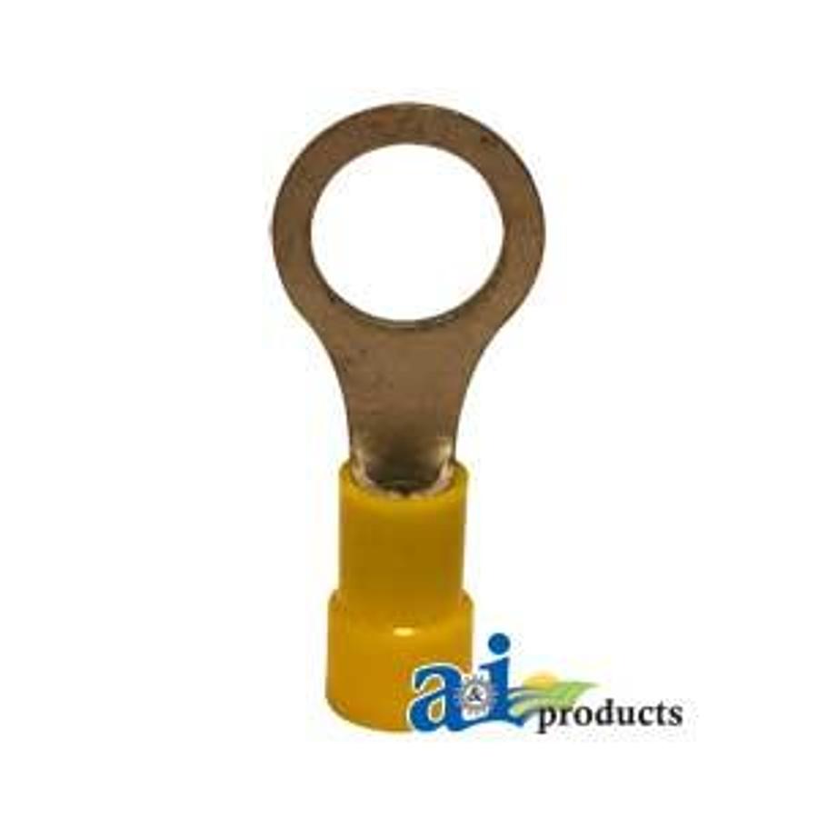 Ring Terminal, Insulated, Wire Size 12-10, Stud Size 3/8", 10 Pk