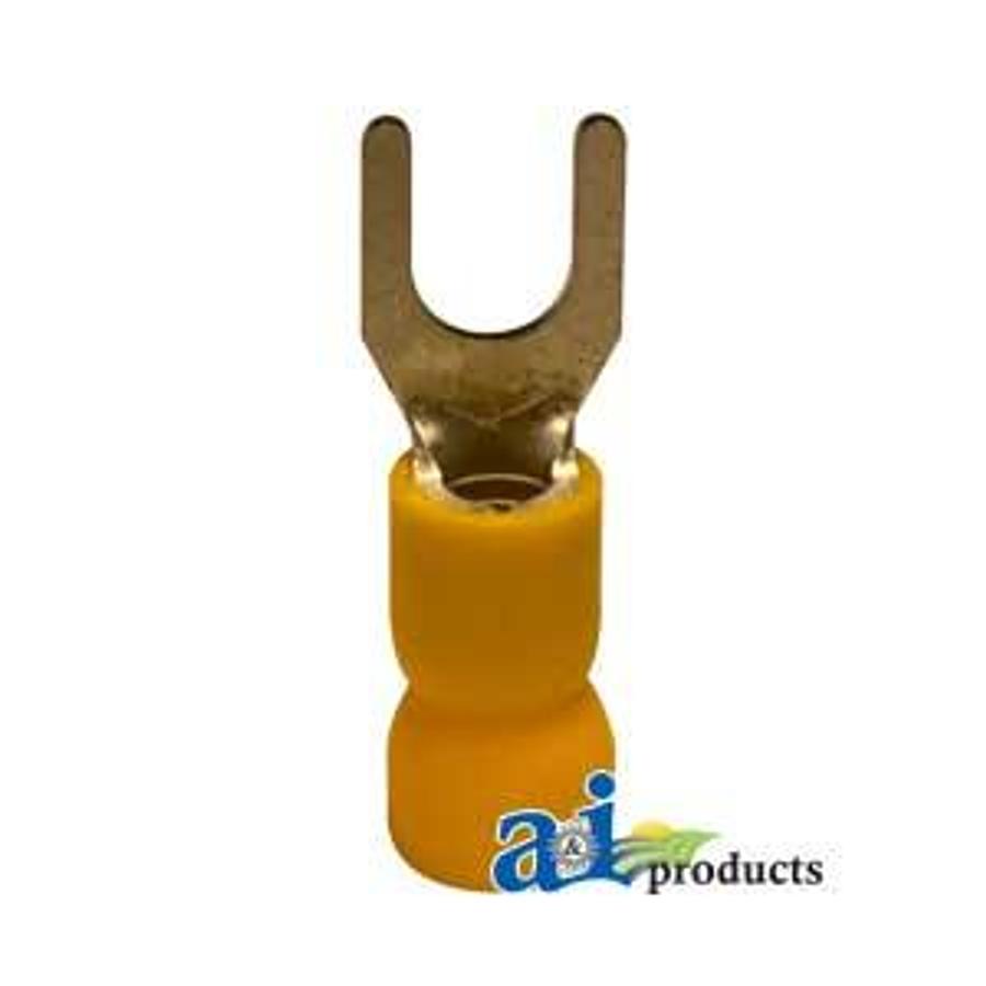 Spade Terminal, Insulated, Wire Size 12-10, Stud Size #10, 10 Pk
