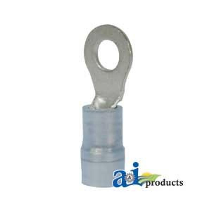 Ring Terminal, Insulated, Wire Size 16-14, Stud Size #8, 10 Pk
