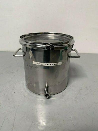 Used 316L Stainless Steel 10L Sanitary Canister/Bucket w/ 1" Bottom Drain