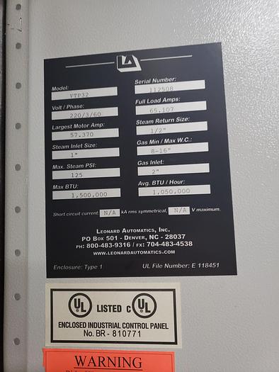 Used 2008 LEONARD AUTOMATICS VTP32 FINISHING TUNNEL