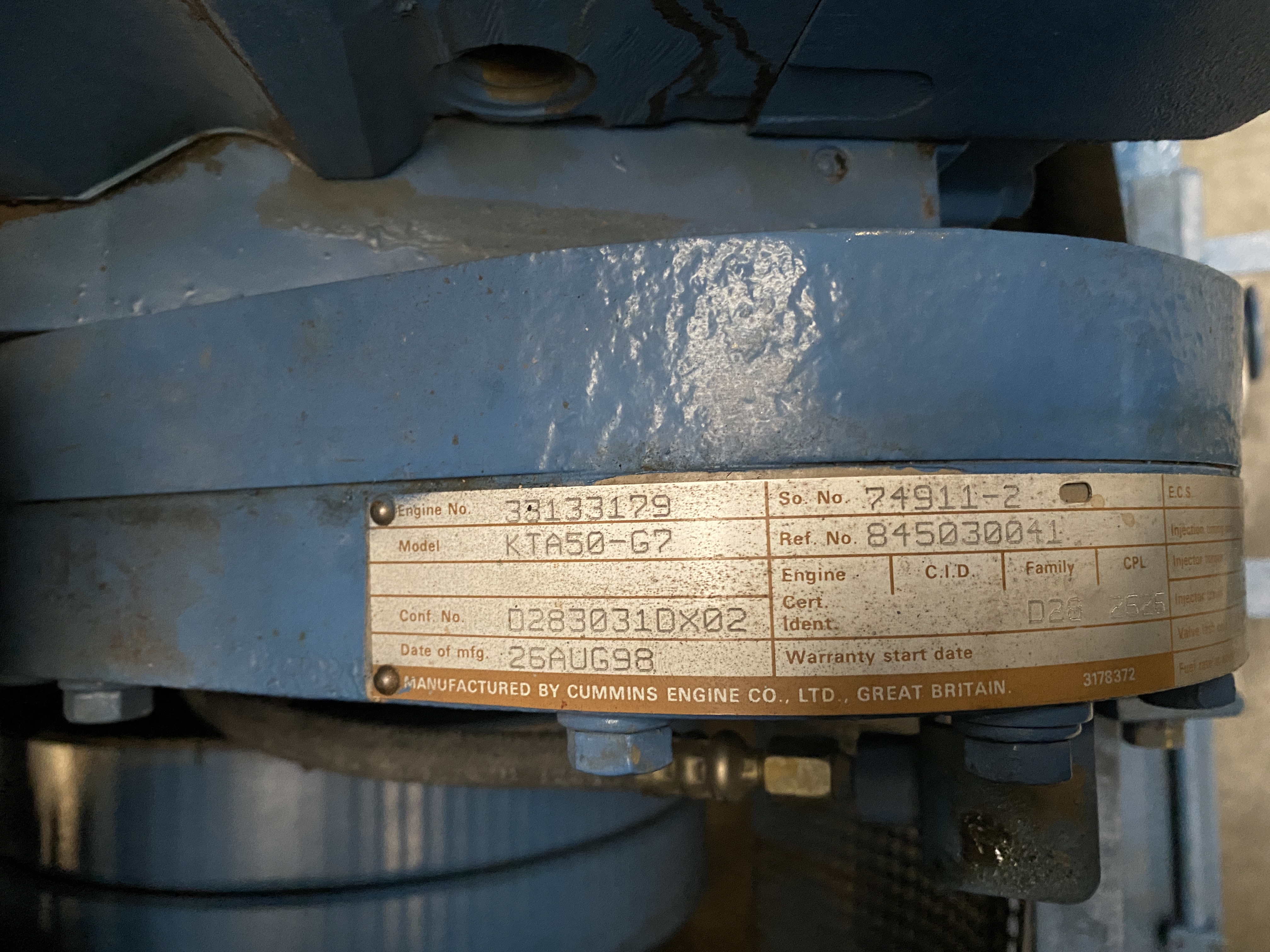 Used 1998 CUMMINS KTA50-G7 / MARELLI DIESEL GEN.SET 1300 KVA