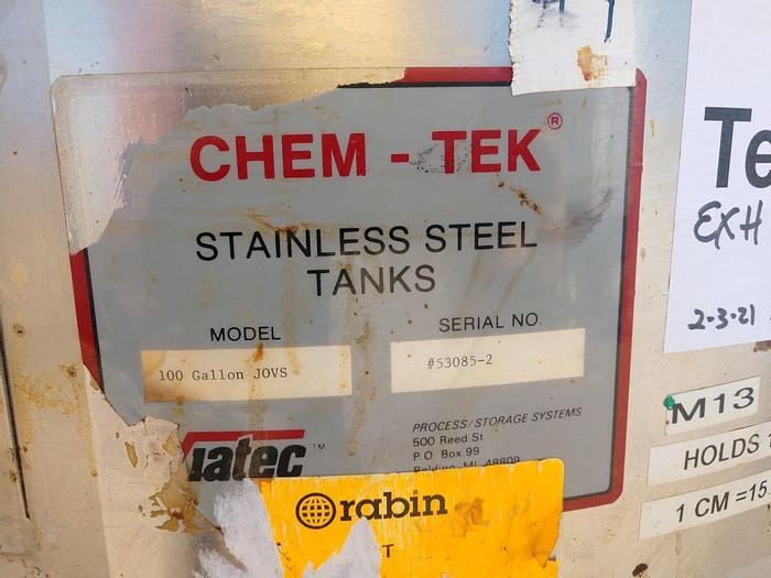 Used Tank, 100 Gallon, 316 Stainless Steel, Agitated, Jacketed, Will-Flow #S744217
