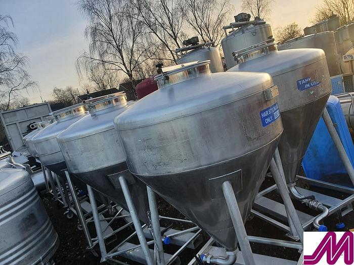 Used 600 Litre Stainless Steel Transit Tanks wit Conical Base