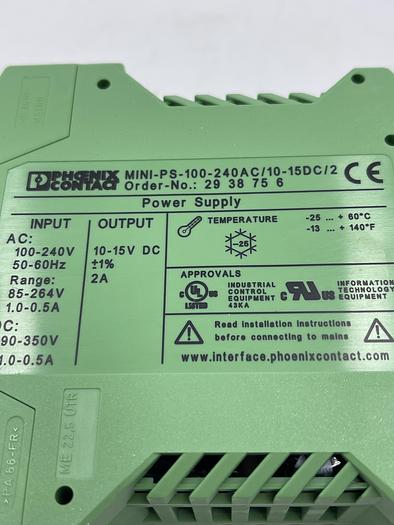 Used PHOENIX CONTACT Mini-PS-100-240AC/10-15DC/2