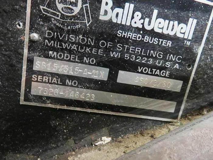 Used 21" x 20" BALL & JEWEL MODL SB15 DUAL SHAFT SHREDDER