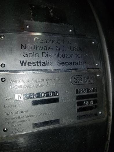 Used Centrifuge, Disc, Auto, Westfalia, MSA40-06-076, 25 HP #D743086