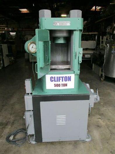 Used 500 TON CLIFTON / M & N HYDRAULIC HOBBING PRESS / COINING PRESS