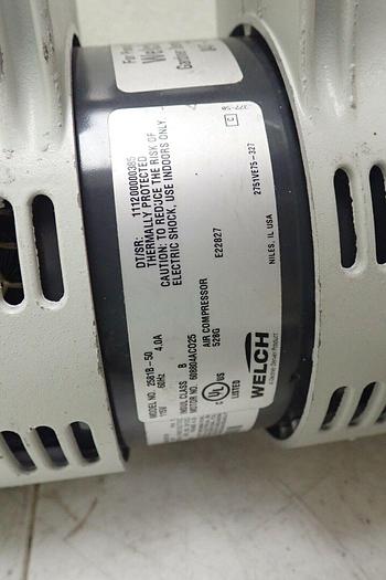 Used Welch 2581B-50 Piston Vacuum Pump, 115V 60Hz 4.0A 155752109805