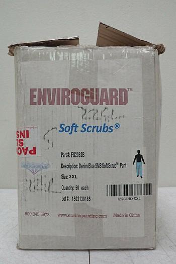 Used Enviroguard FS2062B Denim Blue SMS Soft Scrub Pant, Size 3XL, 50 each