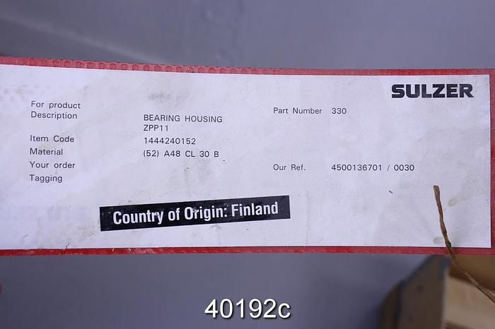 Unused Sulzer ZPP11 Bearing Housing, Unused #40192