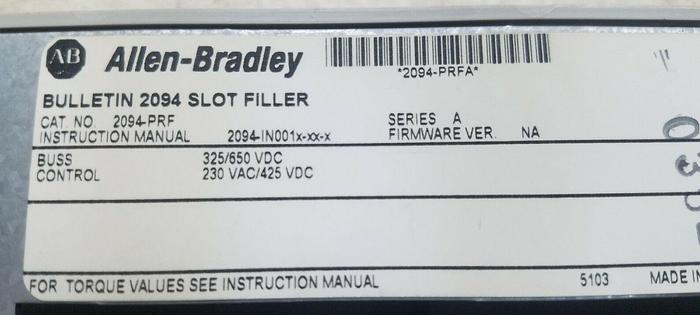 Used Allen Bradley Kinetix 6000 Slot filter 2094-PRF Series A