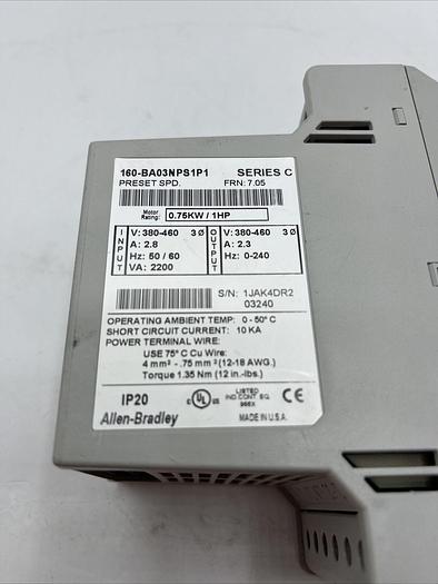 Used ALLEN BRADLEY 160-BA03NPS1P1 SER C