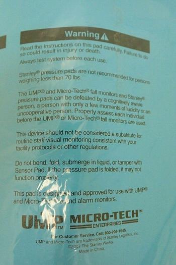 Used Fall Management Stanley Bed Sensor Pad 10 X 30 Inch 92030 BSM-4