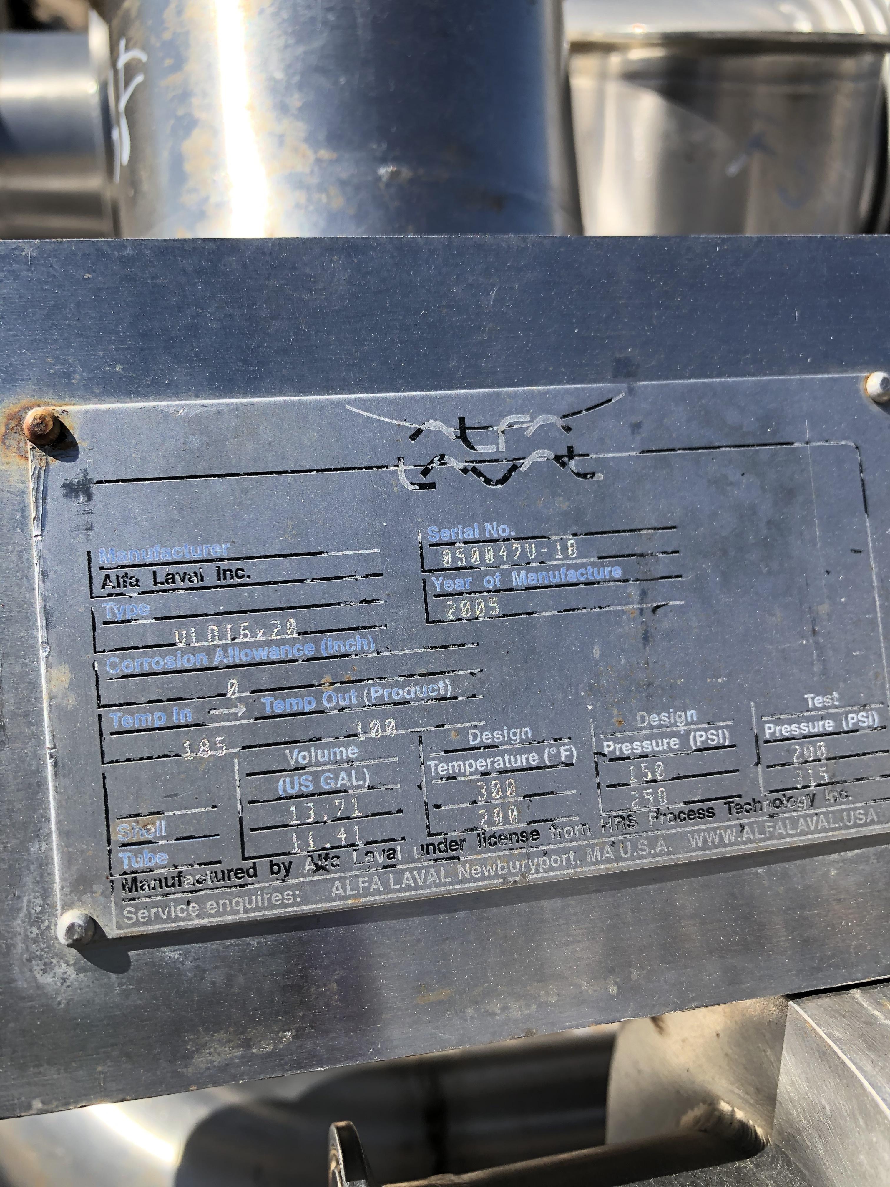 Used 20 SQ. FT. ALFA LAVAL SPIRAL HEAT TUBES