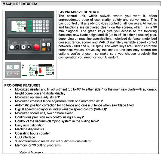 Used 2017 Altendorf F45 Sliding Table Saw