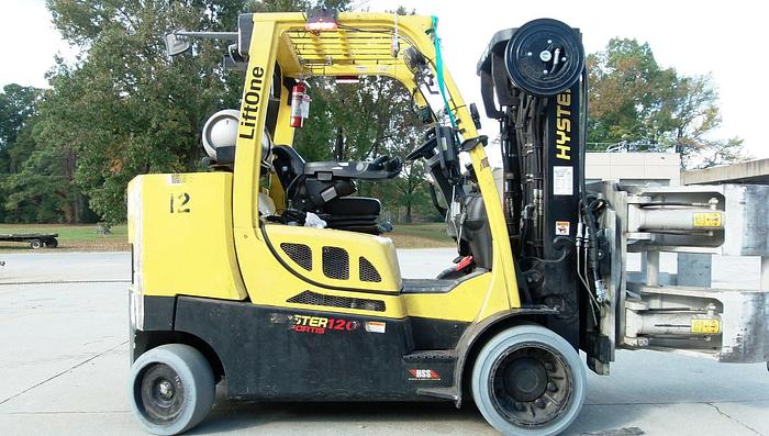 Used 12,000 POUND HYSTER MODEL S120FTPRS LOW MAST ROLL CLAMP FORKLIFT 2018