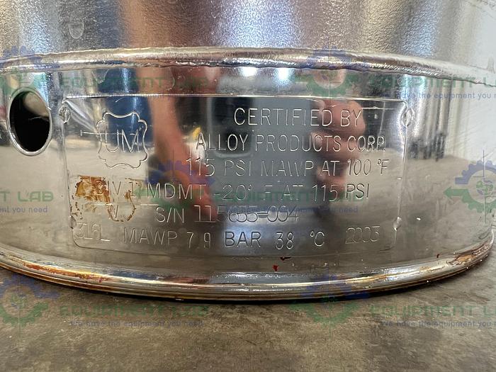 Used Alloy Products  30 Liter Stainless Steel Pressure Vessel 115PSI