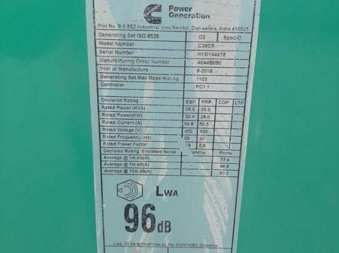 Used 2018 Cummins 38D5 - 3 phase
