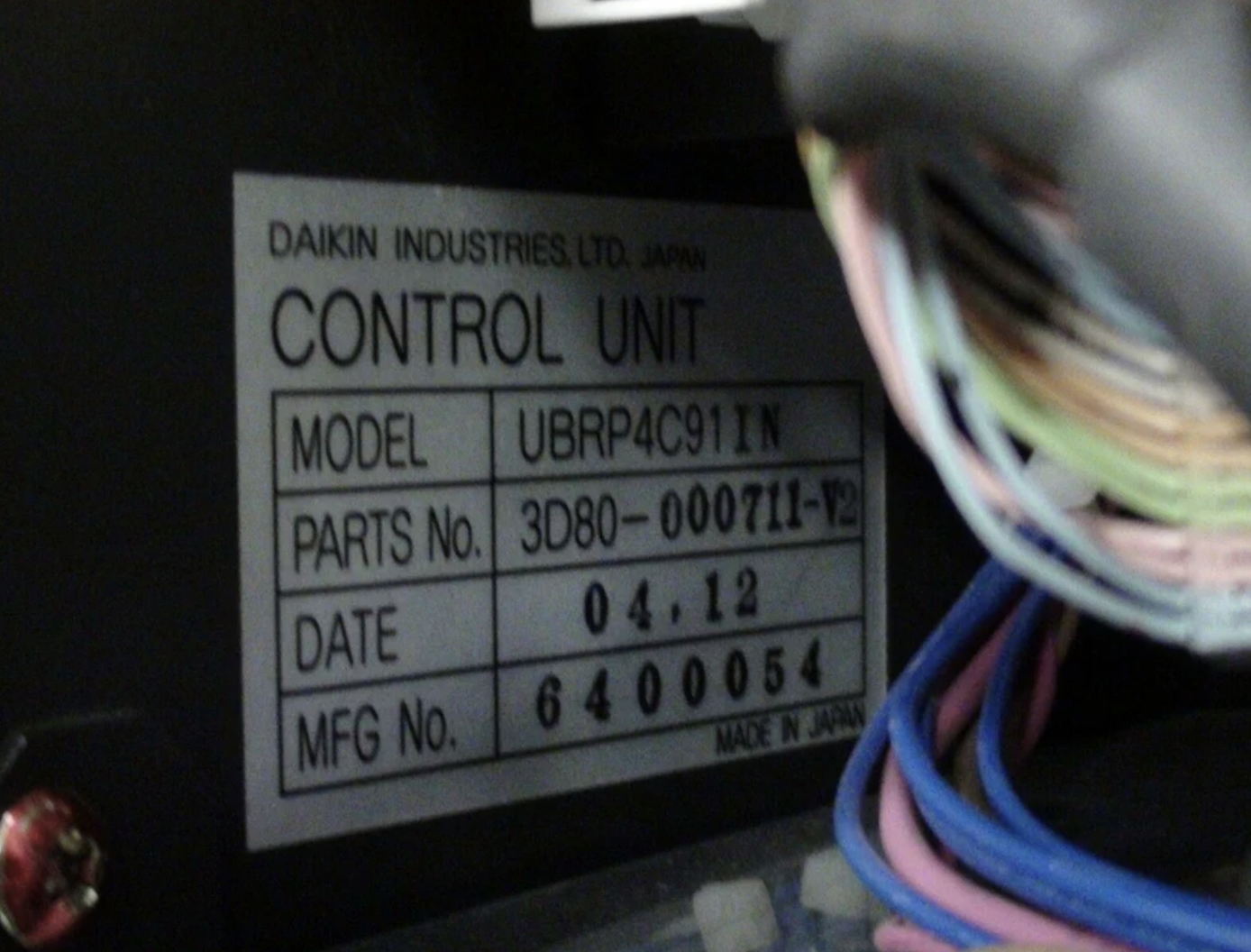 TEL DAIKIN CHILLER OPERATOR INTERFACE UBRP4C91IN 3D80-000711Y4