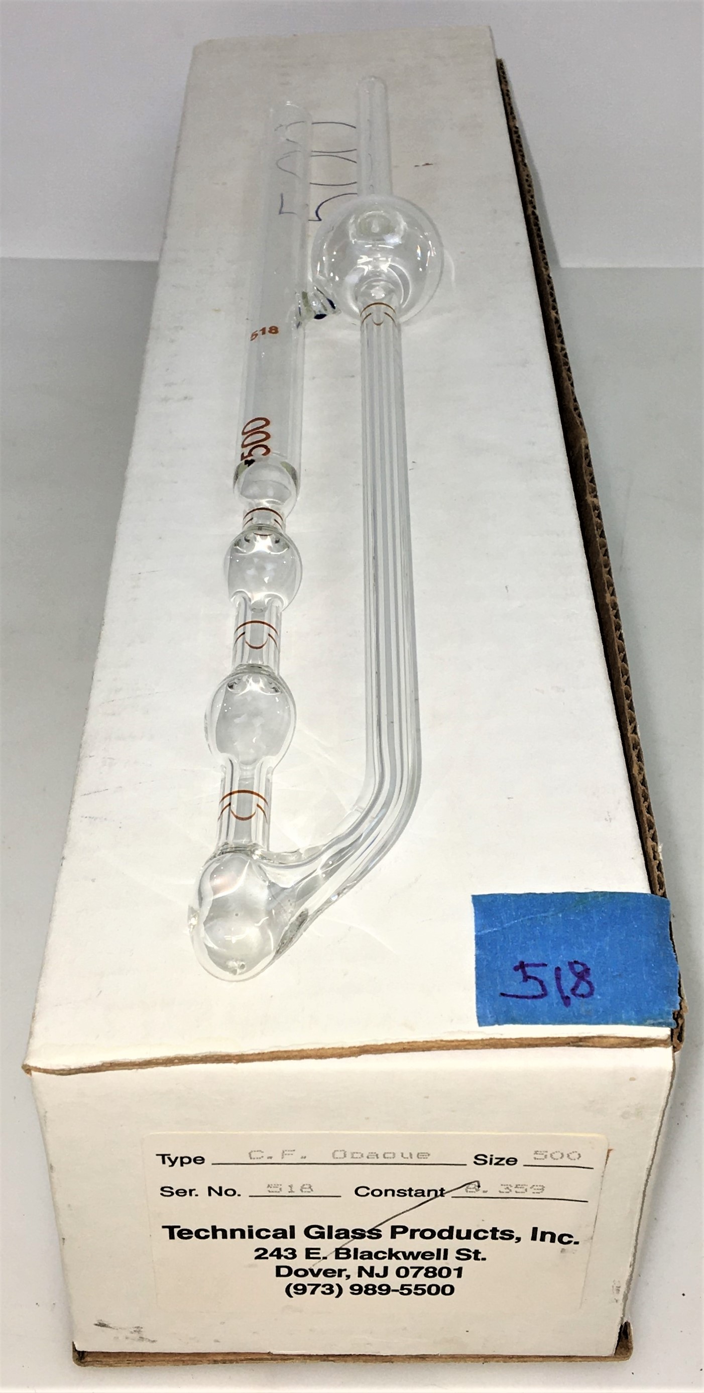 New Open Box Cannon-Fenske CFOC-500 (9721-F80) Certified Opaque Viscometer Tube - Size 500