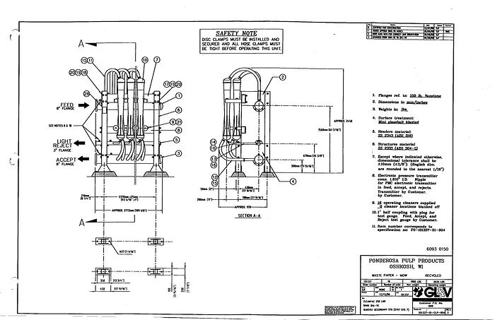 Used GL&V CLEANPAC 250 LWR Three Stage Reverse Cleaning System, GL&V Celleco Cleanpac 250 LWR #21383