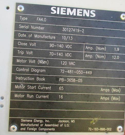 Surplus 2013 Siemens 145kV Substation SF6 Circuit Breakers, 1200 Amp