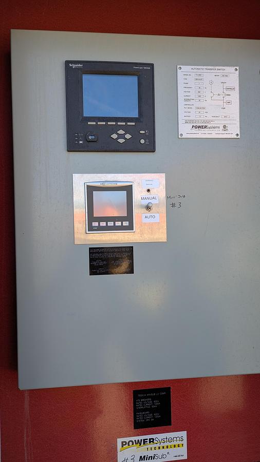 Used Power Systems enclosed mini substations (x2) cw/ 750kVA Transformers, 12.47kV SF6 Breakers, & ATS's