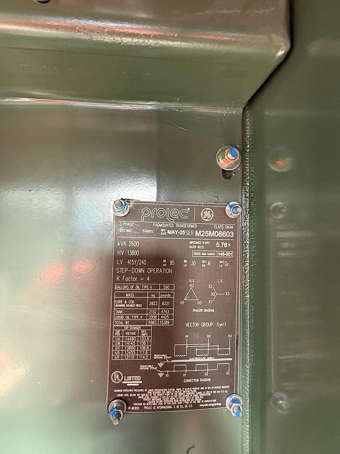 Surplus ***Coming Soon!***2.6 MVA Transformer HV: 13.8 kV  LV: 415V pad mounted (x16)