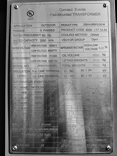 Surplus 2024 Connect Events 2550 kVA NEW Padmount transformer HV: 13200V  LV: 480GrdY/277V