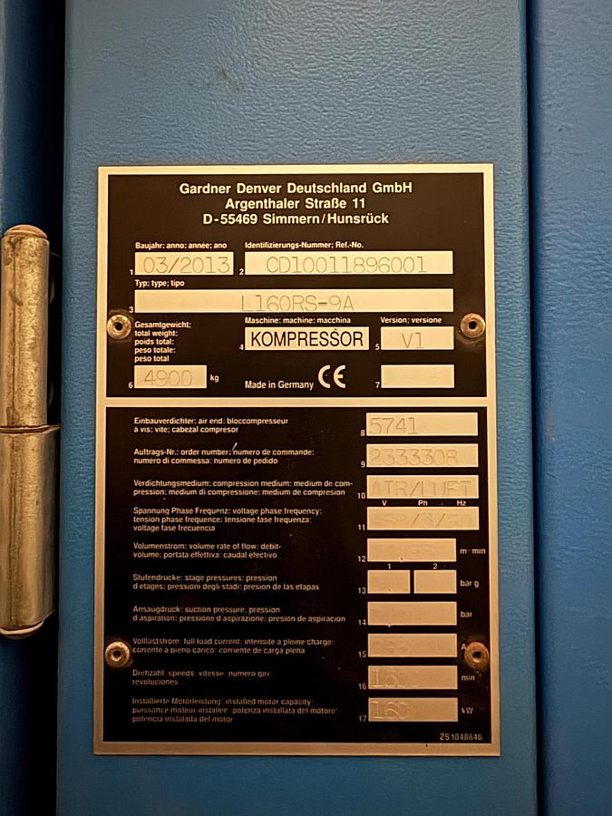 Surplus Compair L160RS 1000 cfm compressor