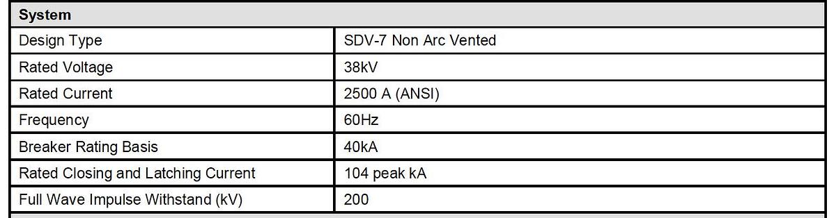 Surplus Siemens SDV7 38 kV 2500 Amp Vacuum breakers (x6)