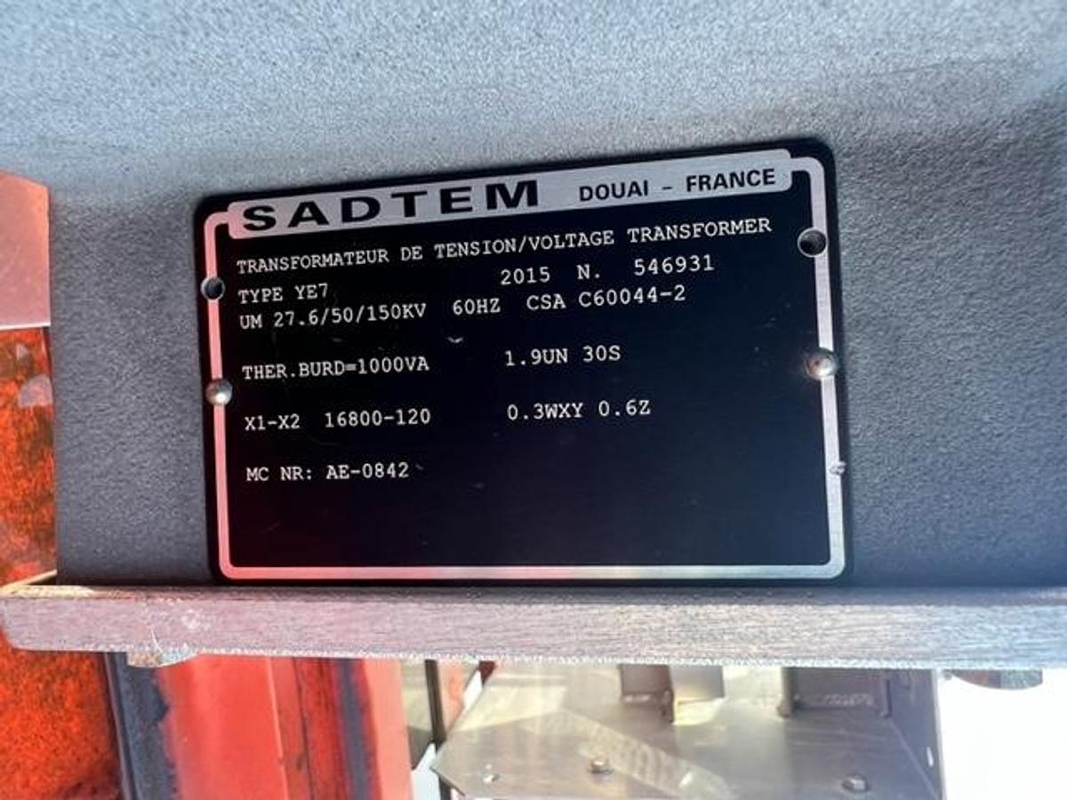 Surplus 2015 Sadtem 27.6kV 3-P / 4-W Horizontal Primary Metering Unit (PMU)