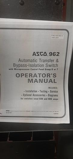 Surplus ASCO 962 never used Transfer Switch