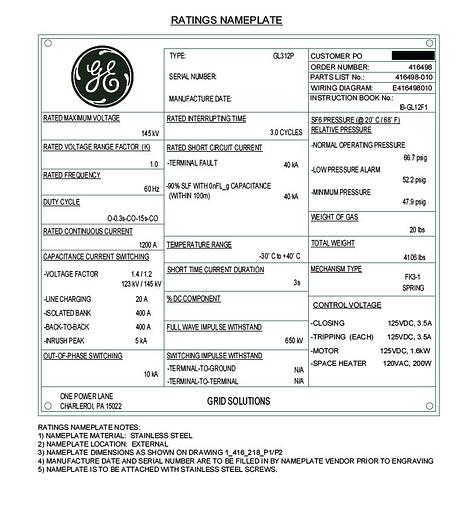 2024 GE GL312P 145kV Live Tank Circuit Breaker in USA