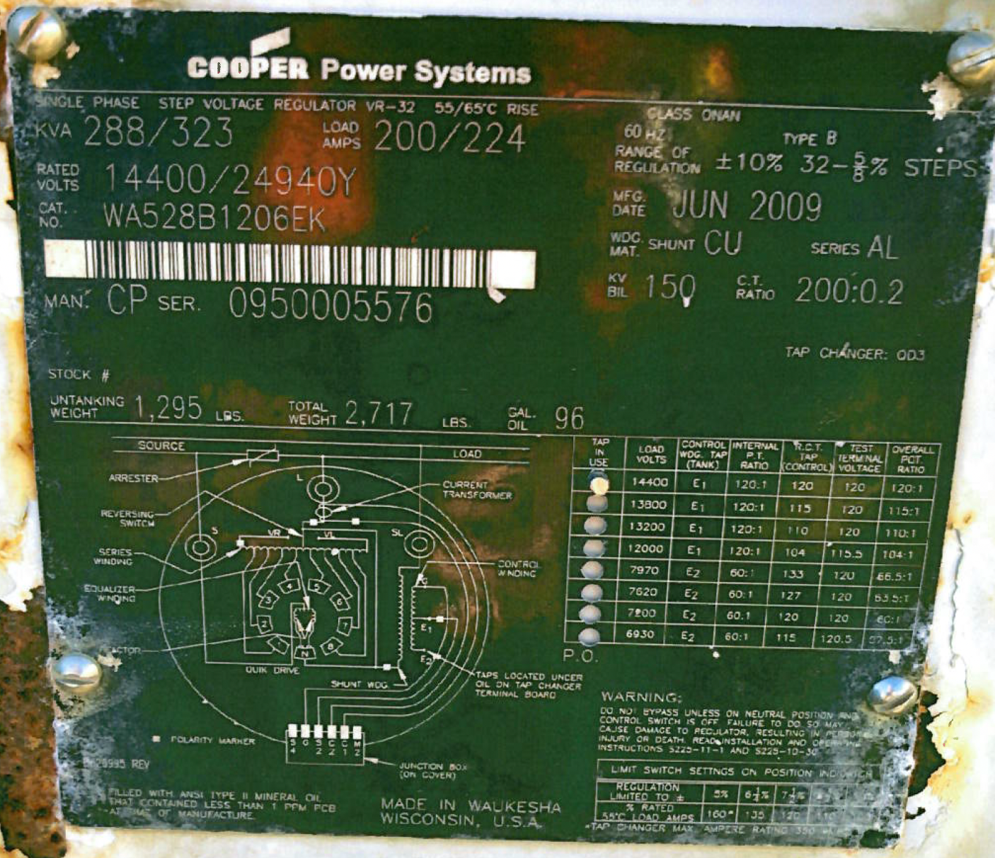 Used 1999 Carte 5 MVA Transformer, HV- 24940Y/14400, LV-4160Y/2400