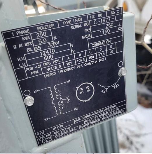 Surplus Westinghouse 100kva 14400V 125KV BIL Outdoor Capacitors