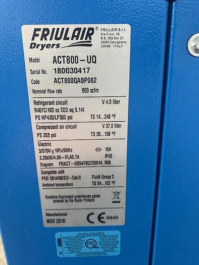 Used 2019 Atlas Copco G110 660 CFM Compressor with Refrigerant dryer