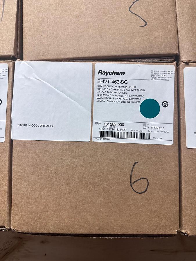 Surplus 2023 Raychem EHVT‑463‑SG – 46 kV outdoor shielded termination kit, heat‑shrink, for 250–750 kcmil cables
