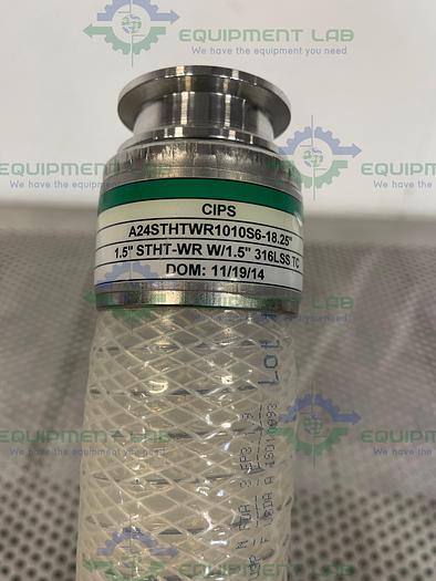 Used Sani-Tech  STHT-WR-1500 18" Silicone Hose w/ 1 1/2" Sanitary Fitting