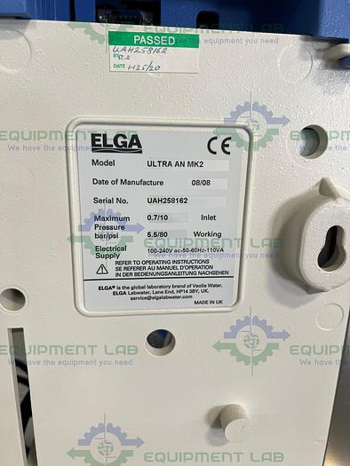 Used Elga  Ultra AN MK2 Water Purification System