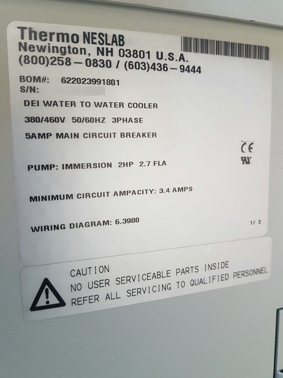 Used Thermo Neslab DIMAX Heat Exchanger 622023991801