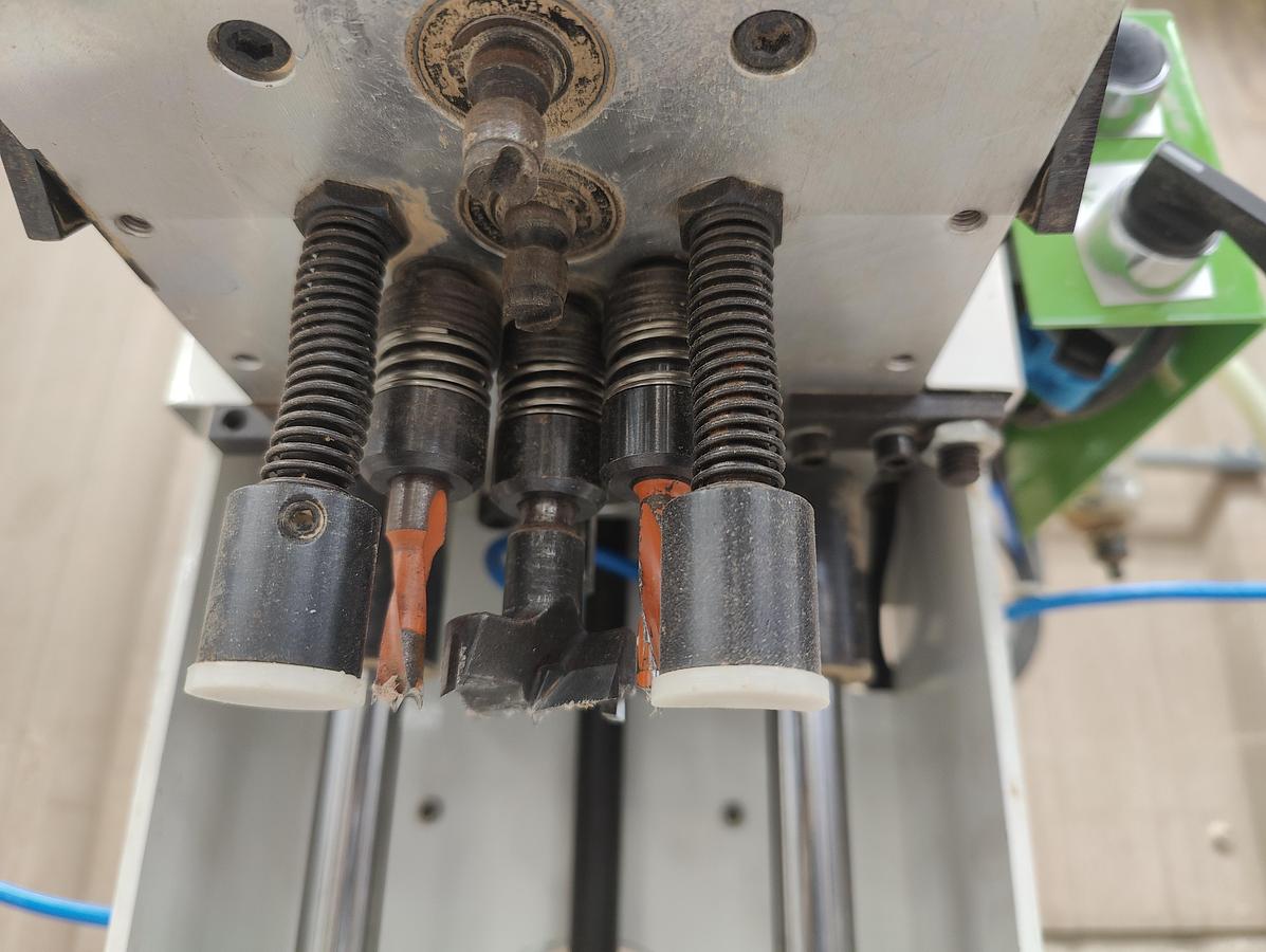 Used Grass Eco Press P Hinge Boring, Insertion Machine, 1998, 2HP, 220V, 3PH, Cleaned, Checked, Very Good Cond.