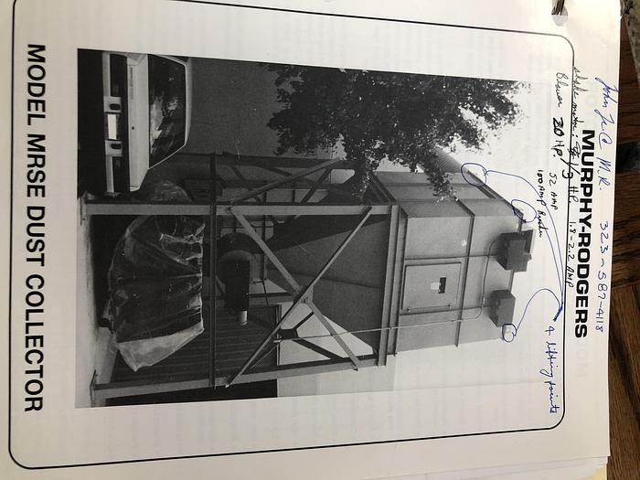 Used Murphy Rodgers Model MRSE Dust Collector, 14" RAL, Auto Shaker, 520 Ft. Filter Area, 63filter Baghouse