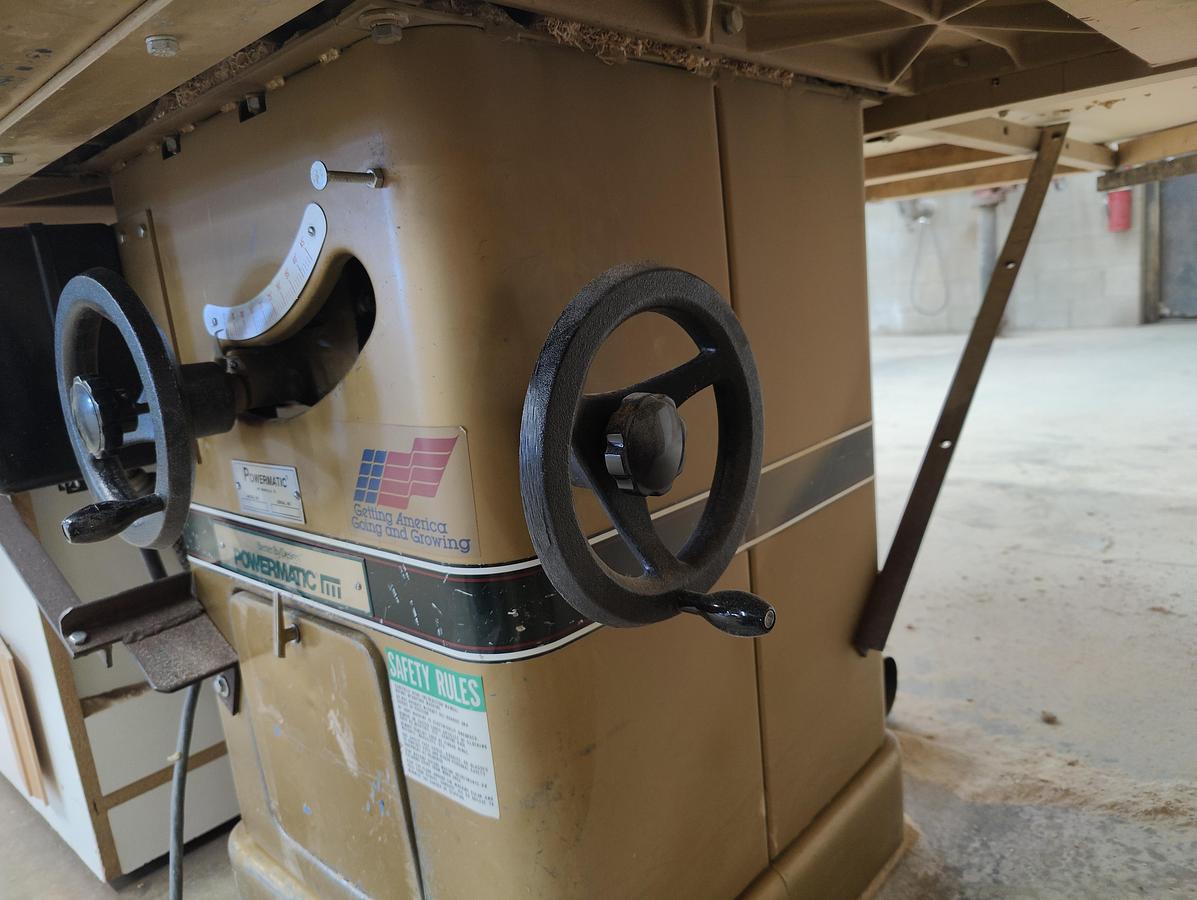 Used Powermatic 66 10 Inch Capacity Table Saw with 52 Inch Fence, 1988, 5HP, 3PH, 230V, Cleaned, Checked, New Belts