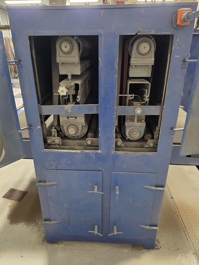 Used Burlington 2 Head Contact Drum Metal Sander W/ wet dust collector.