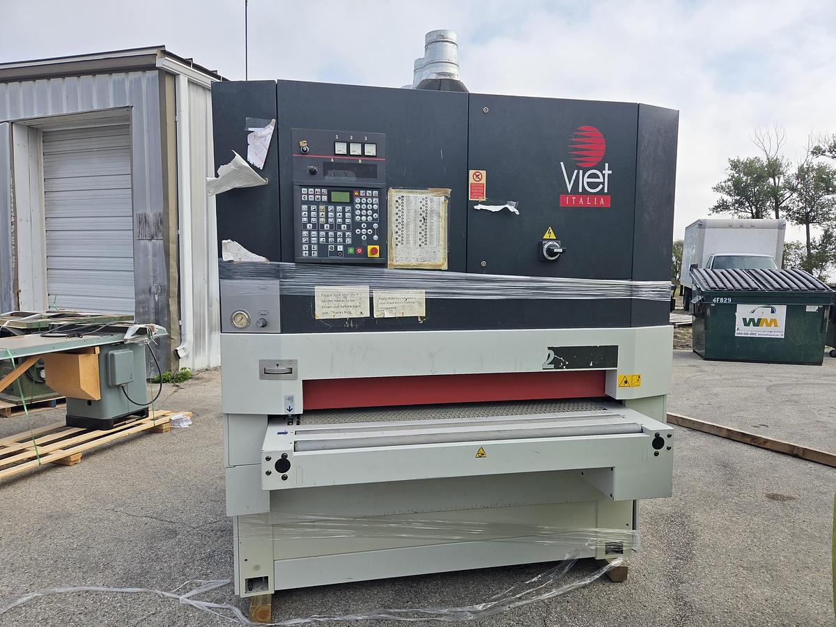 Used Viet 51" Widebelt Sander, 2013, 3 Heads, Model S2 333 2620, Steel Drum, Coated Drum, Combo Platen Head, Vacuum Bed
